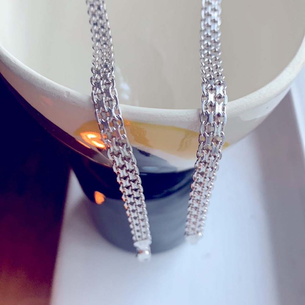 Italian Sterling Silver flat weave necklace- 20” inches long - lobster clasp
